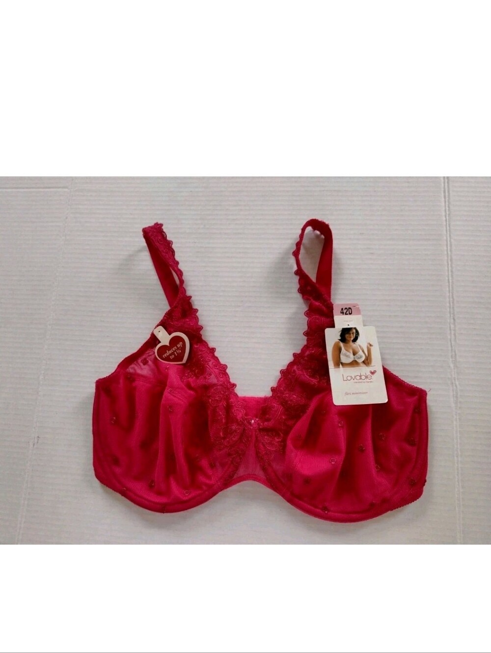 Hanes Lovable Minimizer Bra Size 42D Vtg NOS Embroidery Pretty #F034
